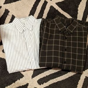 Green and blue strip collar shirts - Muji and Mero